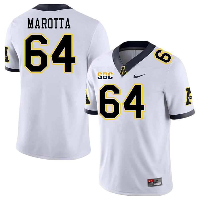 Men #64 Michael Marotta Appalachian State Mountaineers College Football Jerseys Stitched-White